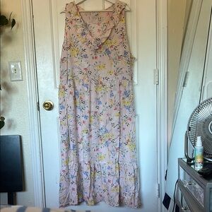 Old Navy Pink Sleeveless Ruffle Neck Midi Dress